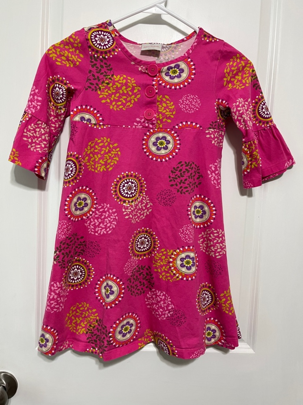 Hanna Andersson Fuchsia Floral Circle-Print Dress Sz 5